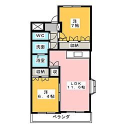 ディモアB 2LDKの間取図画像