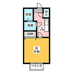 プリシェール壱番館 1Kの間取図画像
