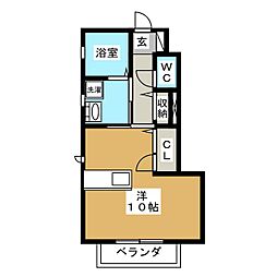 ソフィアB ワンルームの間取図画像