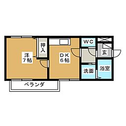 アルファルームYK 1DKの間取図画像
