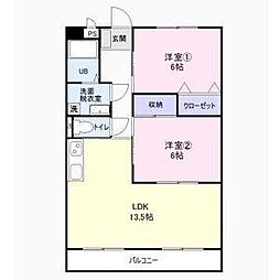ディアコート 2LDKの間取図画像
