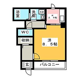 第三ペルスネージュ 1Kの間取図画像