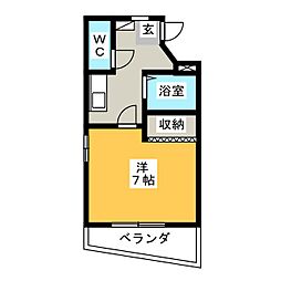 ヴァンヴェ−ル藤栄 3階1Kの間取り