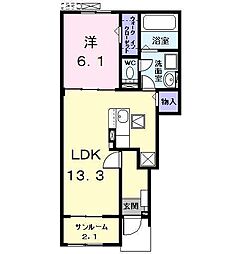 シェラタン（Ｓｈｅｒａｔａｎ） 1階1LDKの間取り