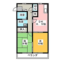 トマセイア 2階2DKの間取り