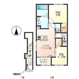 ボン　クラージュ 2階2LDKの間取り