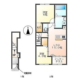 ハッピーウィン長尾 2LDKの間取図画像