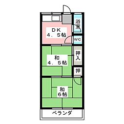 ネオハイツ 2階2DKの間取り