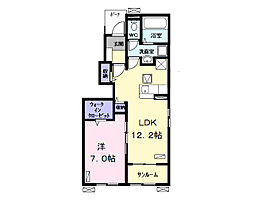 メゾン　フルールＡ 1階1LDKの間取り