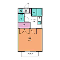 シャルムＵ 2階1Kの間取り