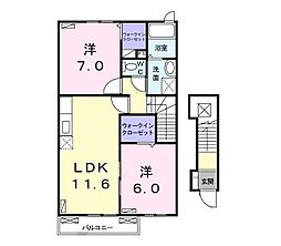 ブラン・ルピナスC 2LDKの間取図画像