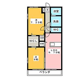 サニーサイド3 2LDKの間取図画像