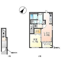 ラ・クレアージュ 1LDKの間取図画像