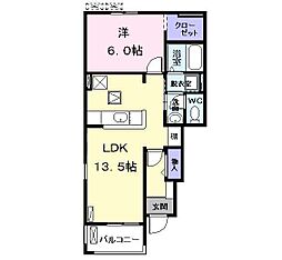 ラヴァーズG 1LDKの間取図画像