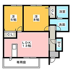 グラニューガーデンA 2LDKの間取図画像