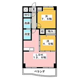 グランツコート 2LDKの間取図画像