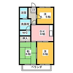 ヒルズ紗愛 3DKの間取図画像
