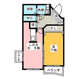 グランヴュー 1LDKの間取図画像