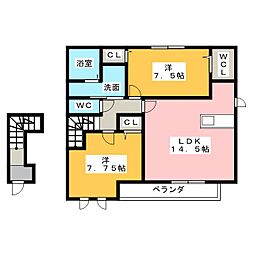 グラニューガーデンA 2LDKの間取図画像