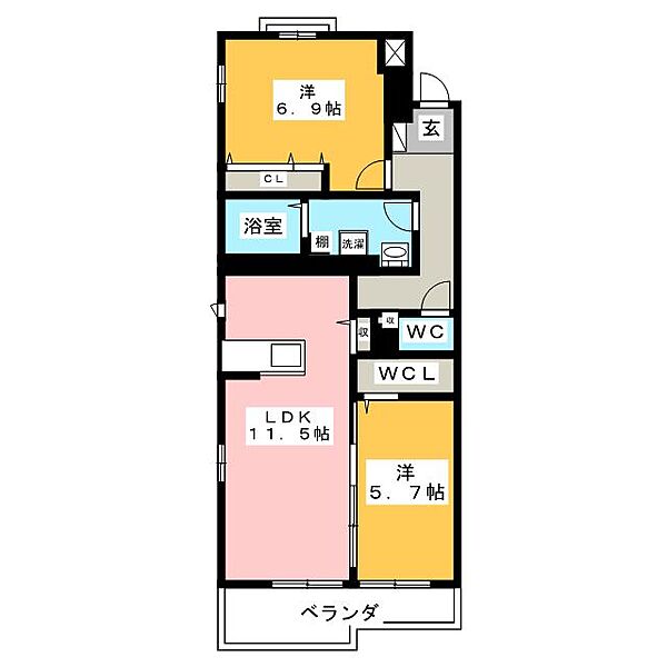 ユング　フラウ ｜静岡県静岡市葵区北安東３丁目(賃貸マンション2LDK・1階・60.08㎡)の写真 その2