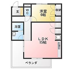 リヴィエール辰起 1LDKの間取図画像