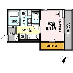 i・CUBE 1Kの間取図画像
