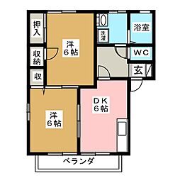 エネリスB 2DKの間取図画像