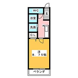 ル・レーヴ安西 1Kの間取図画像