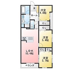 グランスタジオ安西 3LDKの間取図画像