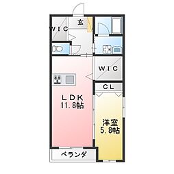 グランスタジオ安西 1LDKの間取図画像