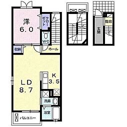 デーア・ルアン 1LDKの間取図画像