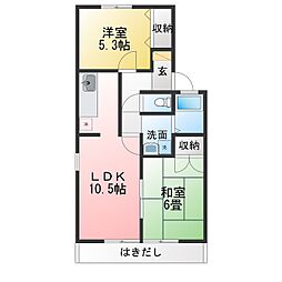 パルティール'95 2LDKの間取図画像