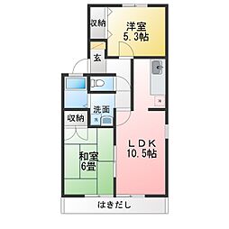 パルティール'95 2LDKの間取図画像