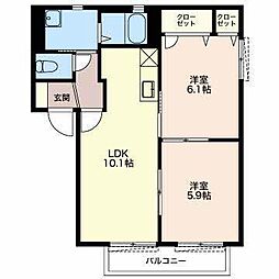 グレイスコートA 2LDKの間取図画像