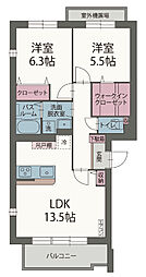 ラ・ポルテ 2LDKの間取図画像