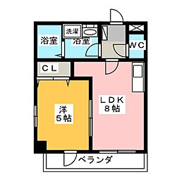 フェリジータ幸町 1LDKの間取図画像