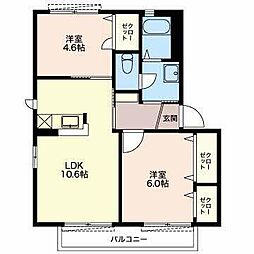 グレイスコートB 2LDKの間取図画像