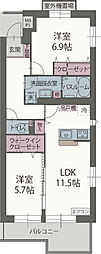 ユングフラウ 2LDKの間取図画像