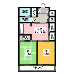 ルミエール大岩 2DKの間取図画像