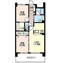 ロイヤルコート籠上A棟 2LDKの間取図画像