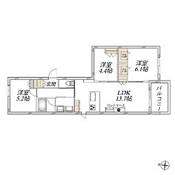 ヴァレールコート 3LDKの間取図画像
