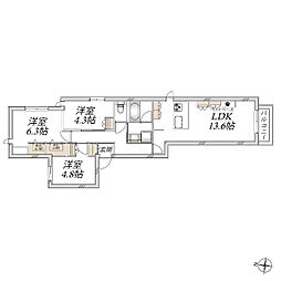 ヴァレールコート 3LDKの間取図画像