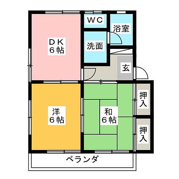 大村ハイツ ｜静岡県静岡市葵区古庄５丁目(賃貸アパート2DK・2階・42.12㎡)の写真 その2