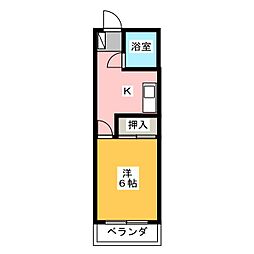 チェリオ小鹿 1Kの間取図画像
