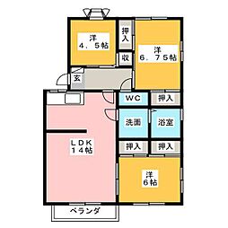 コモンシティ千代田D 3LDKの間取図画像