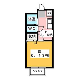 サマックスAOKI・B 1Kの間取図画像