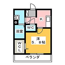 ジュネス東静岡 1Kの間取図画像