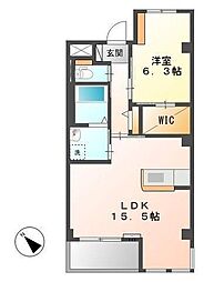 サザンクロスA 1LDKの間取図画像