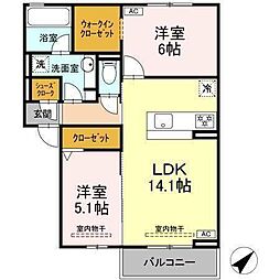 恵比寿の森 2LDKの間取図画像