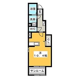 マータリ2 ワンルームの間取図画像